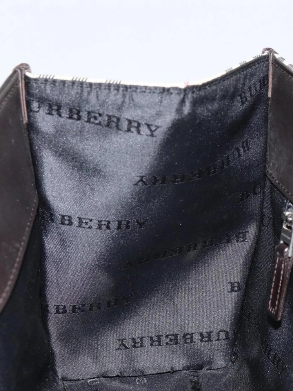 BURBERRY Nova Check Hand Bag Canvas Beige Silver Auth ka313 - Picture 10 of 16